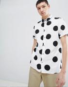 Dr Denim Zeke Short Sleeve Dot Shirt - White