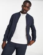 Asos Design Smart Bomber Jacket In Slate Blue - Part Of A Set-blues