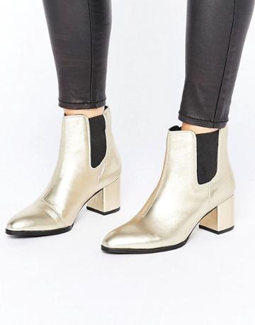 Park Lane Interest Material Heeled Chelsea Boots - Gold