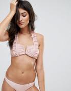 Somedays Lovin Ruffle Front Bandeau Bikini Top - Pink