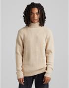 Bershka Roll Neck Sweater In Camel-neutral