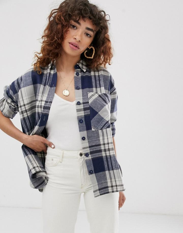 Asos Design Long Sleeve Heavy Brushed Check Shirt With Pocket Detail-multi