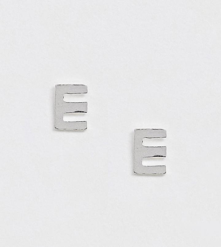 Kingsley Ryan Sterling Silver E Initial Stud Earrings - Silver