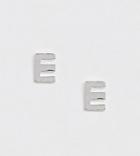 Kingsley Ryan Sterling Silver E Initial Stud Earrings - Silver