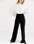 & Other Stories Plisse Wide Leg Pants In Black