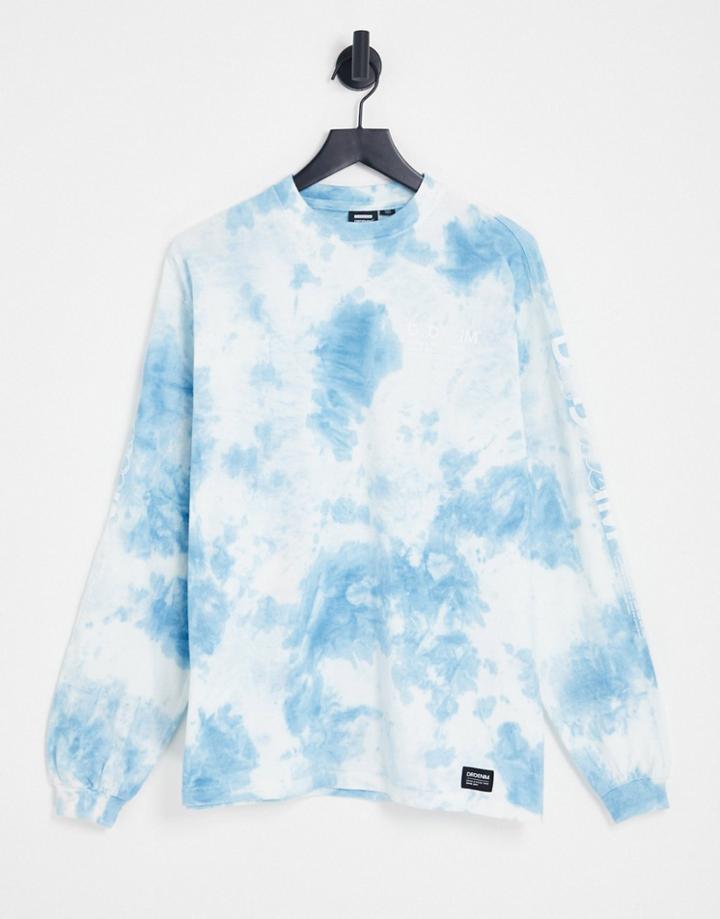 Dr Denim Tie Dye Long Sleeve Top In Blue
