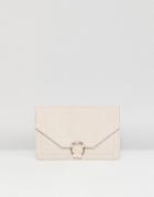 Asos Design Clutch Bag With Ring Pearl Detail - Cream