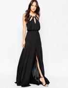 Forever Unique Nikita Maxi Dress With Plate Necklace - Black