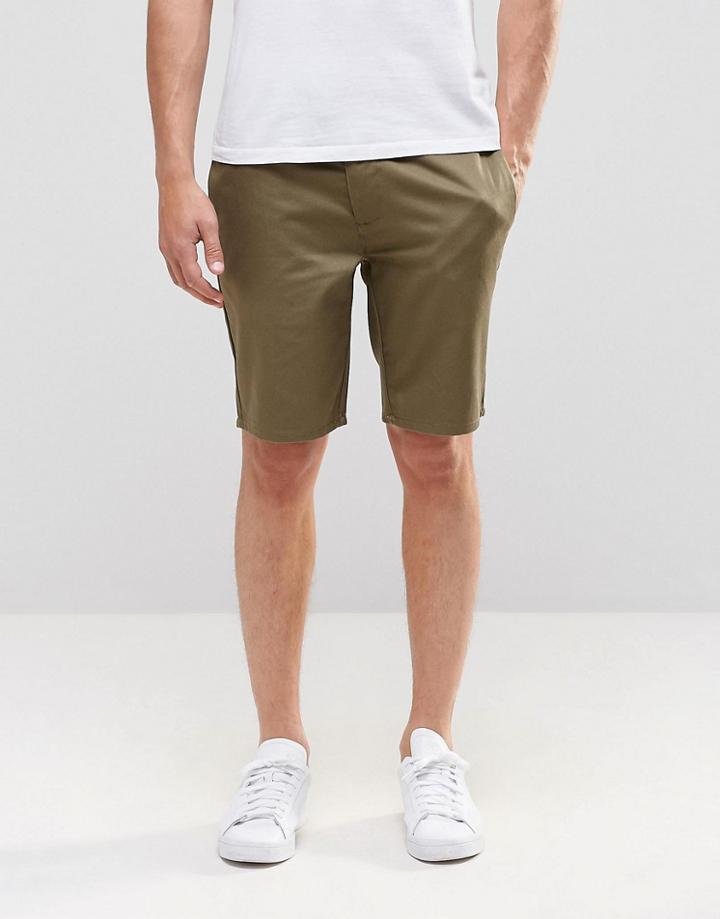 New Look Chino Shorts In Khaki - Green