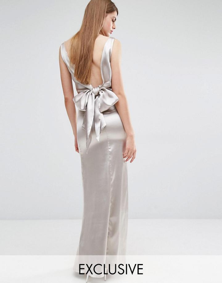 True Violet Drape Tie Back Maxi Dress - Stone