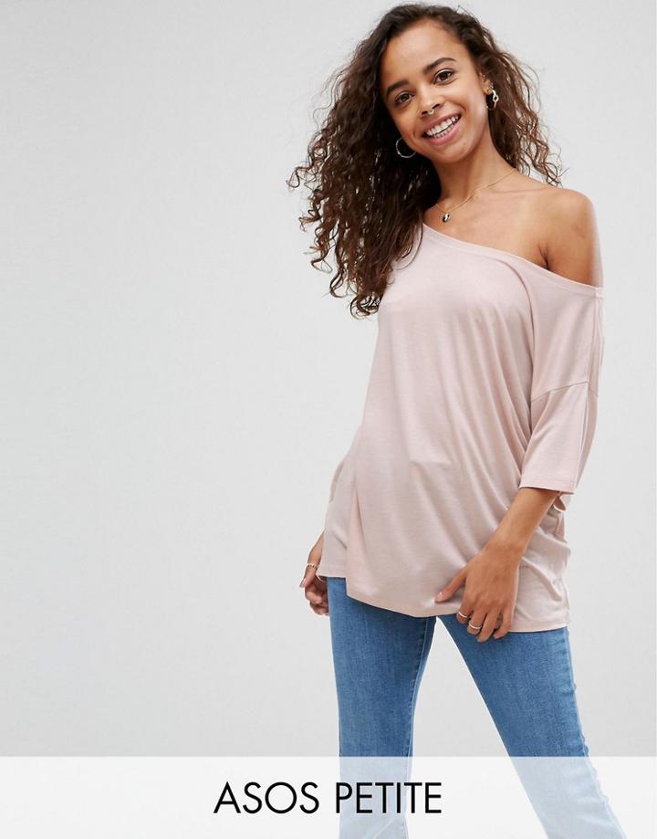 Asos Petite Off Shoulder T-shirt - Beige