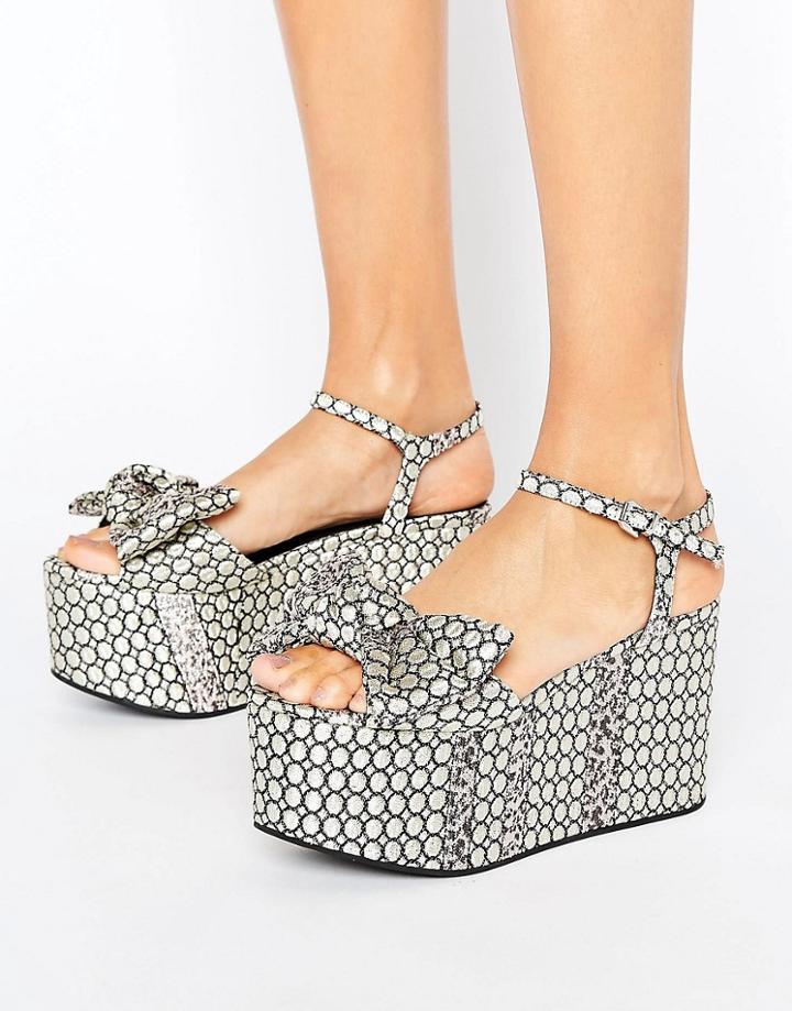 Office Waving Bow Mega Platform Sandals - Multi