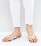 London Rebel Leather Flip Flops - White