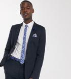 Asos Design Tall Wedding Super Skinny Suit Jacket In Wool Look In Navy