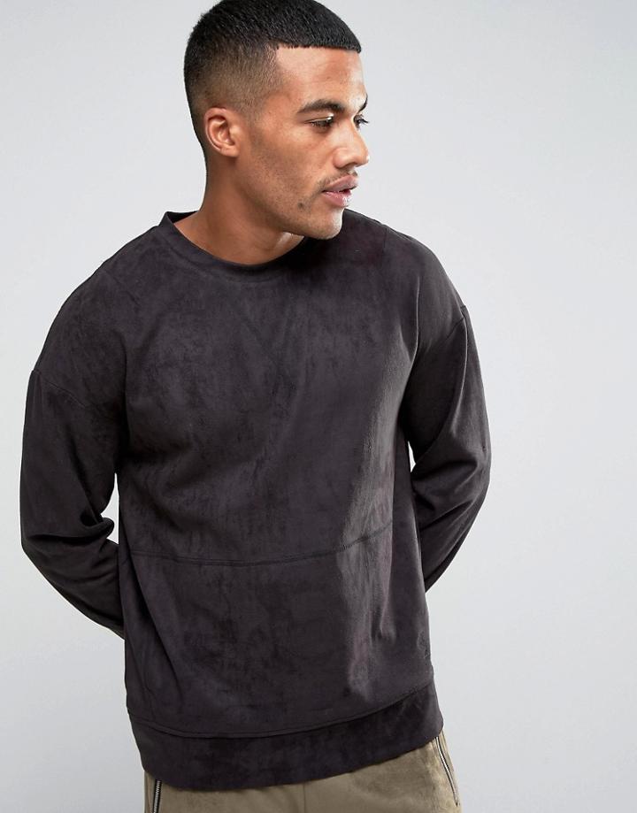 Religion Faux Suede Sweatshirt - Gray