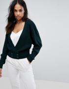 Asos Cardigan With Double Button Detail And Batwing Sleeve - Green