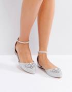 Ravel Jewel Trim Point Flat Shoe - Silver