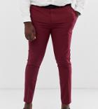 Asos Design Plus Super Skinny Tuxedo Suit Pants In Burgundy - Red