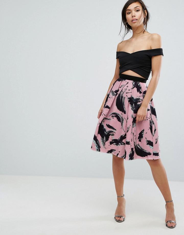 Vesper Swirl Print Skater Dress - Pink