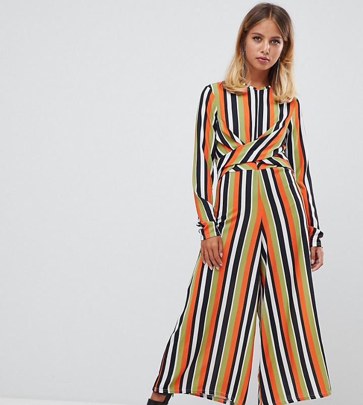 Boohoo Knot Front Jumpsuit In Stripe - Multi