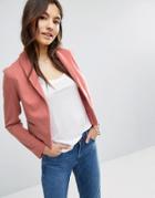 Asos Ponte Jacket With Shawl Collar Detail - Pink