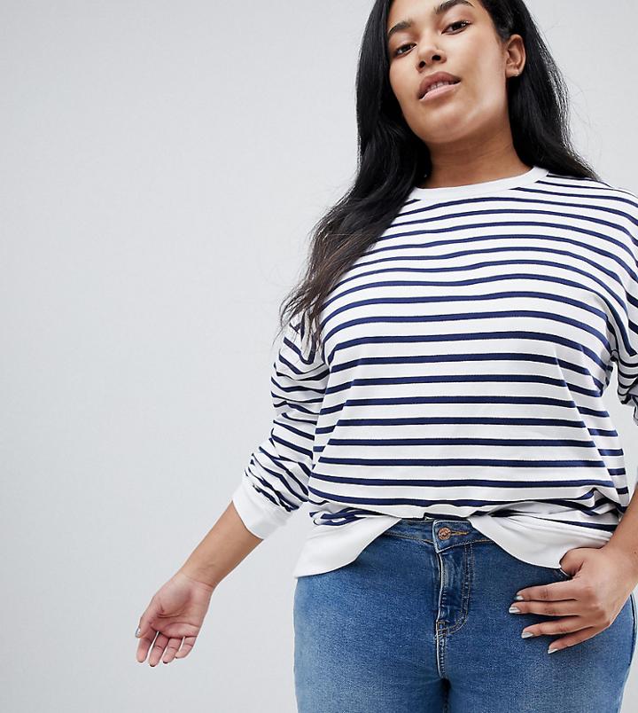 Asos Curve Sweat In Stripe - Multi