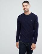 Farah Bagod Slim Fit Textured Knitted Sweater In Navy - Navy