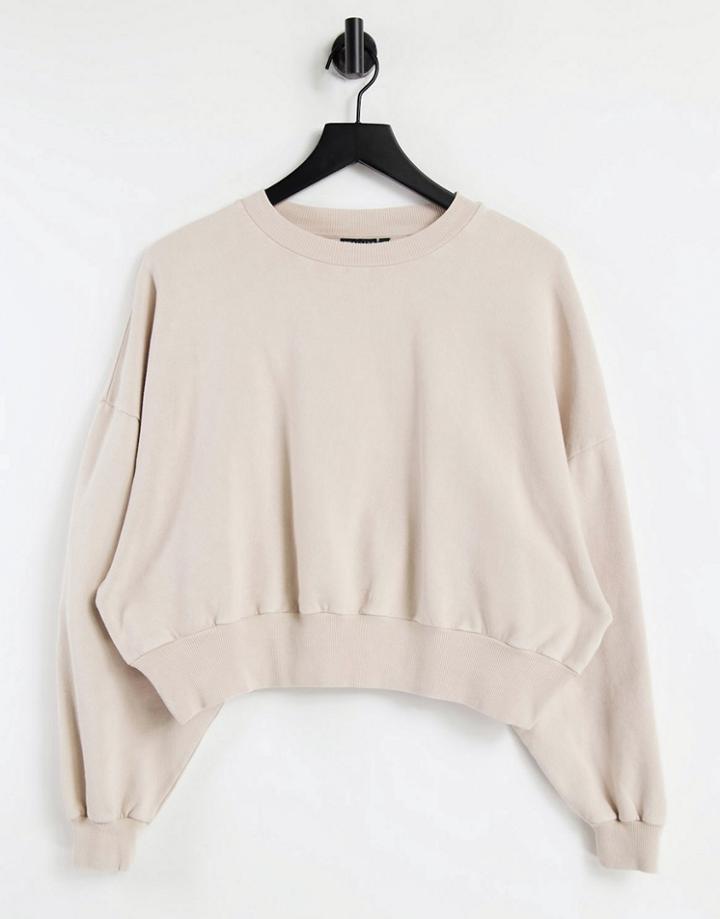 Asos Design Oversized Sweatshirt In Washed Stone-neutral