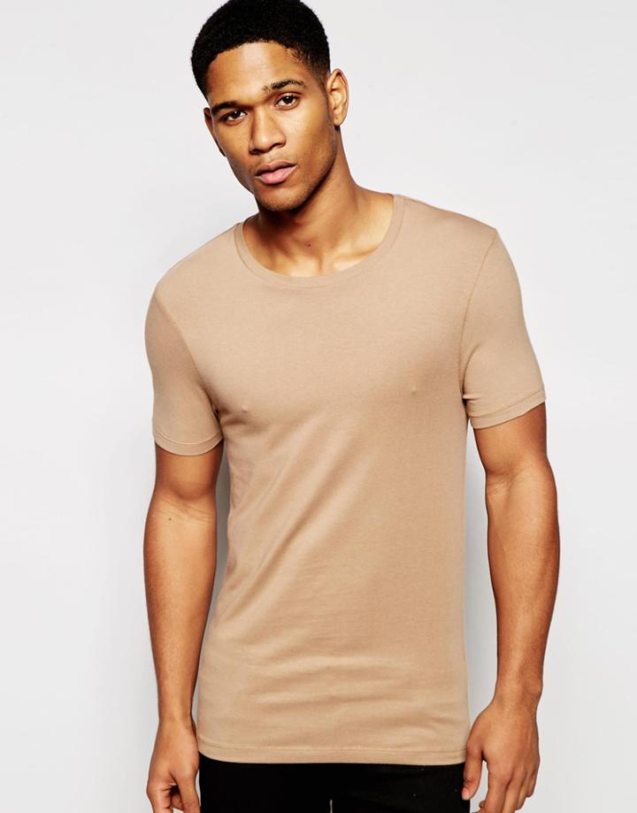 Asos Extreme Muscle T-shirt With Crew Neck And Stretch - Nutella