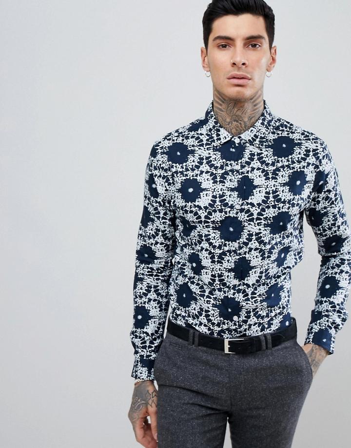 Process Black All Over Splat Print Shirt - Navy