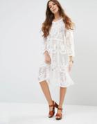Raga Afternoon Affair Sheer Embellished Midi Dress - 01 White