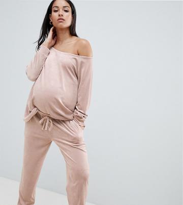 Asos Design Maternity Lounge Velour Jogger-stone