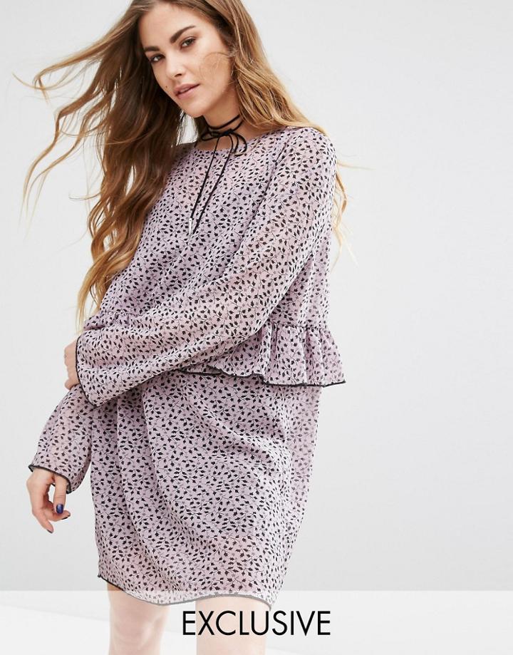 Reclaimed Vintage Dress In Chffon With Slip - Purple