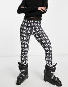 Liquorish Ski Base Layer Tights In Mono Print-multi