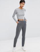 Asos Slim Scuba Peg Trousers With Pintucks - Gray