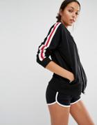Missguided Stripe Detail Bomber Jacket - Black