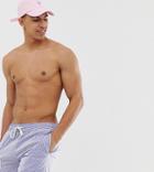 Polo Ralph Lauren Traveller Stretch Seersucker Swim Short With Polo Player In Blue/white Stripe
