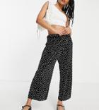 Asos Design Petite Plisse Culotte Pants In Mono Spot-multi