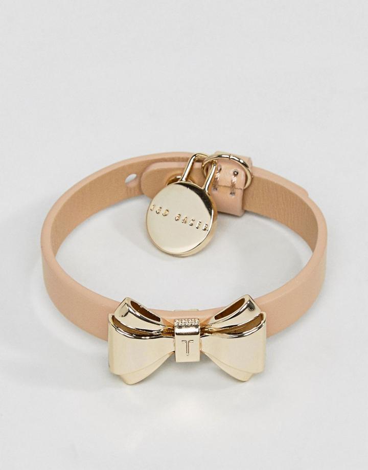 Ted Baker Curved Bow Leather Bracelet - Tan
