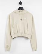 Nike Essentials Side Zip Cropped Hoodie In Stone-neutral