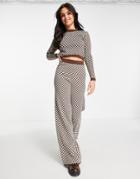 Pull & Bear Knitted Jacquard Pants In Brown - Part Of A Set