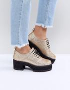 Asos Omega Chunky Lace Up Heels - Gold
