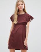 Vero Moda Emma Dress With Ruffle Sleeves In Chocolate - Brown