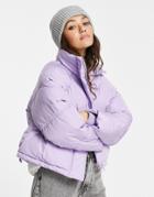 Topshop Padded Puffer Jacket In Lilac-purple