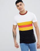Asos Design Muscle T-shirt With Color Block And Tipping - Black