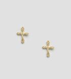 Kingsley Ryan Sterling Silver Gold Plated Ornate Cross Stud Earrings - Gold