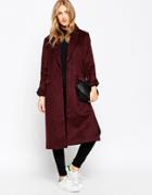Asos Coat In Relaxed Fit - Berry