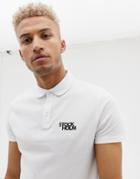 Asos Design Polo With City Chest Print - White