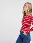 New Look Stripe Long Sleeve Top - Red