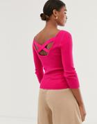 Stradivarius Cross-back Ribbed Sweater In Pink